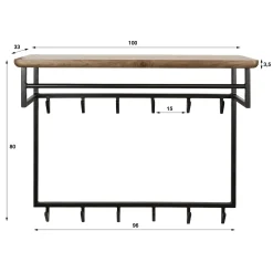 Kapstok Edge Curve 12 Haken Acaciahout Bruin - Giga Meubel