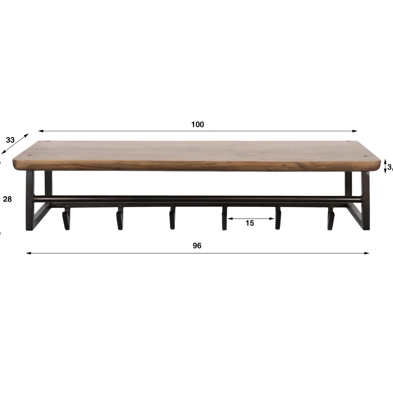 Kapstok Edge Curve 6 Haken Acaciahout Bruin - Giga Meubel