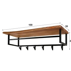 Kapstok Edge 6 Haken Hoedenplank - Giga Meubel