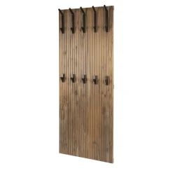 Kapstok Panel Hoog 10 Haken Massief Acacia/Bruin - Giga Meubel