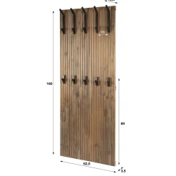 Kapstok Panel Hoog 10 Haken Massief Acacia/Bruin - Giga Meubel