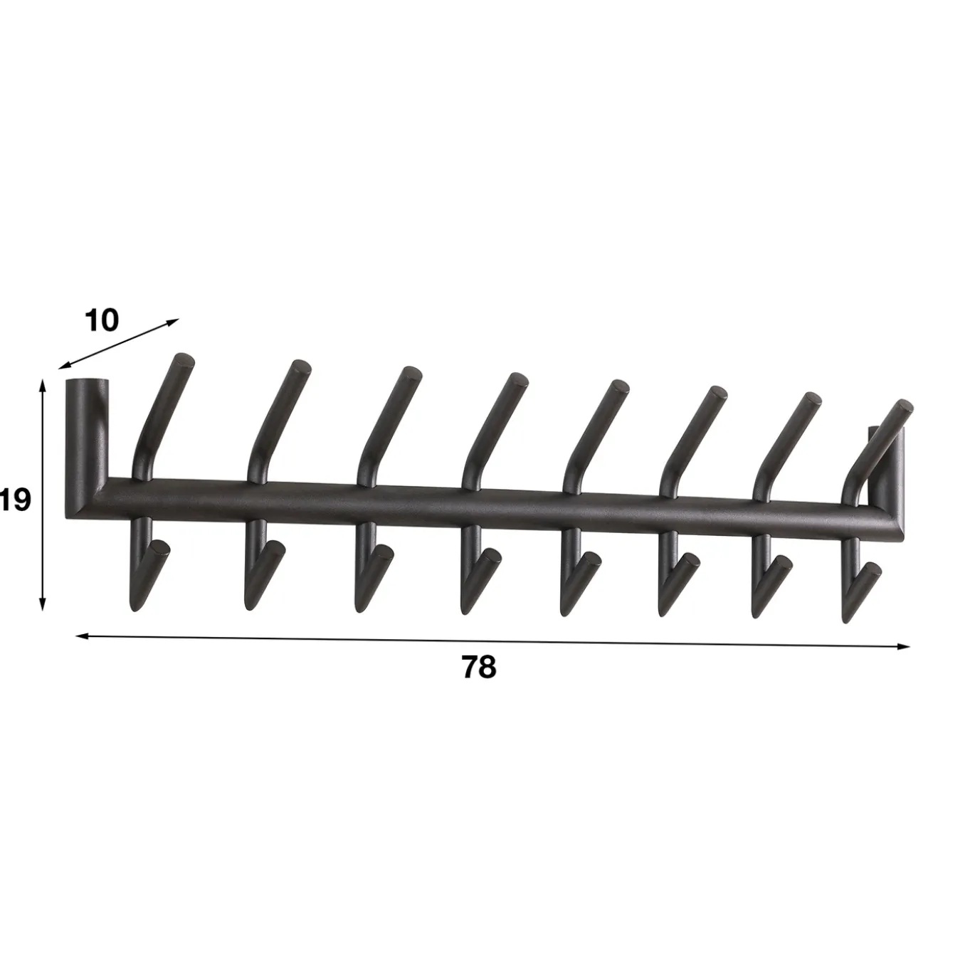 Kapstok Ronde Buis 2x 8-Haaks Donkergrijs Mat - Giga Meubel
