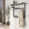 Kapstok Terra Hoog Roede En Hoedenplank 3x7 Haken Melamine Travertin - Giga Meubel