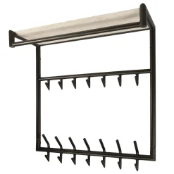 Kapstok Terra Hoog Roede En Hoedenplank 3x7 Haken Melamine Travertin - Giga Meubel