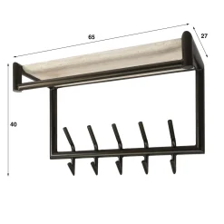 Kapstok Terra Roede En Hoedenplank 2x5 Haken 65cm Melamine Travertin - Giga Meubel