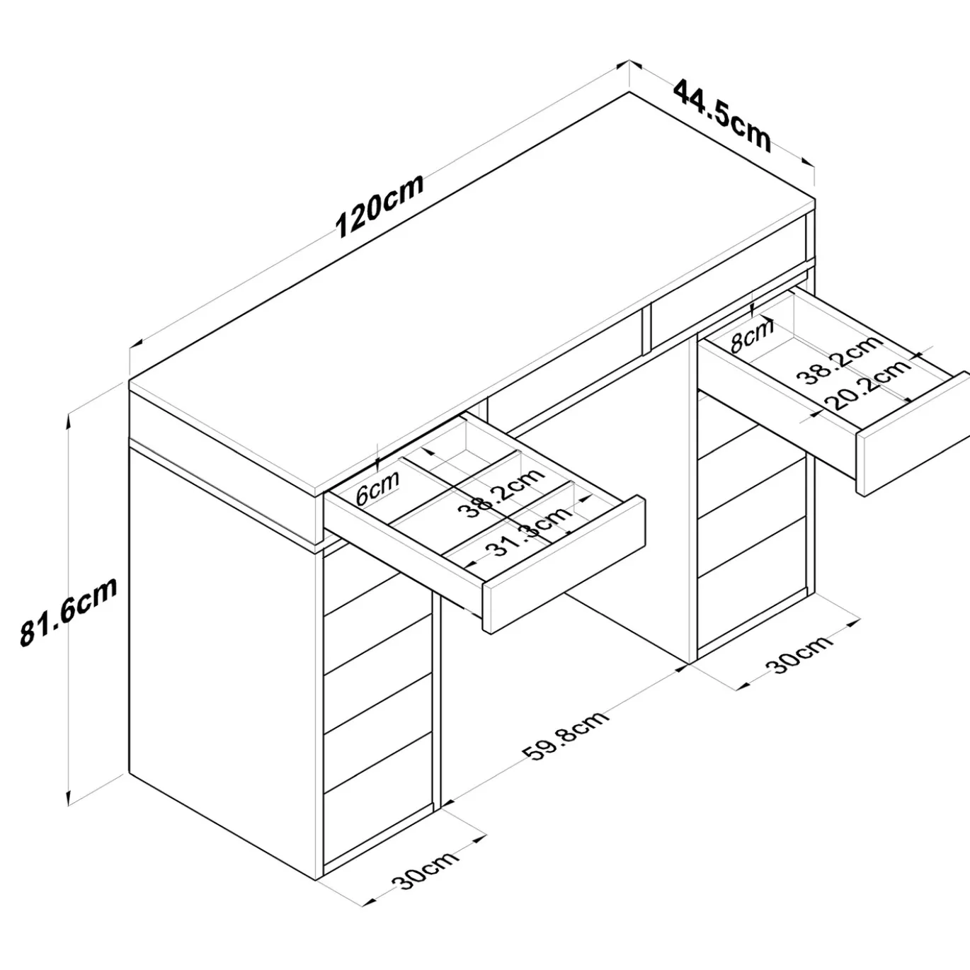 Kaptafel Beyas Wit 120cm