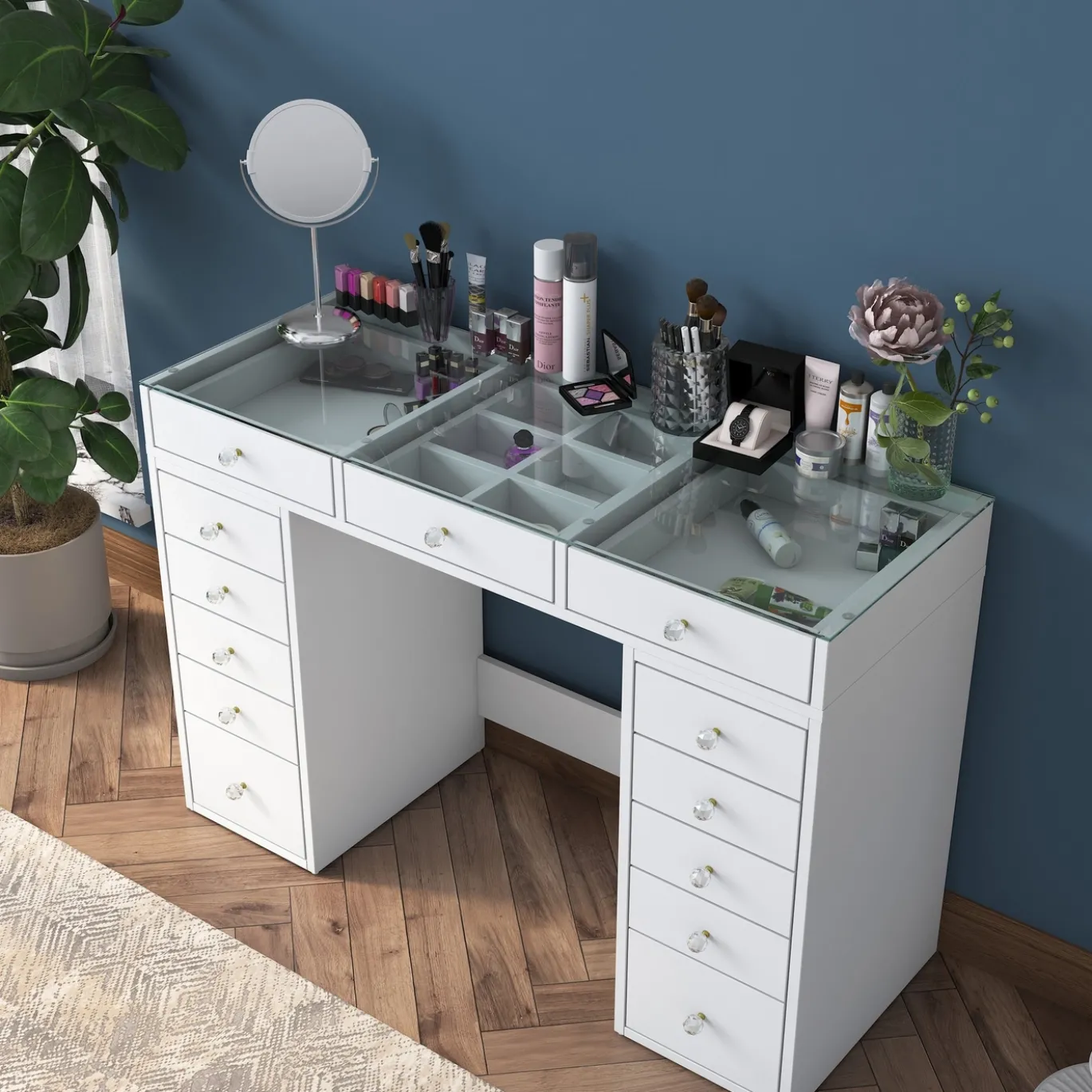 Kaptafel Beyas Wit/Glas 120cm