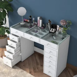 Kaptafel Beyas Wit/Glas 120cm