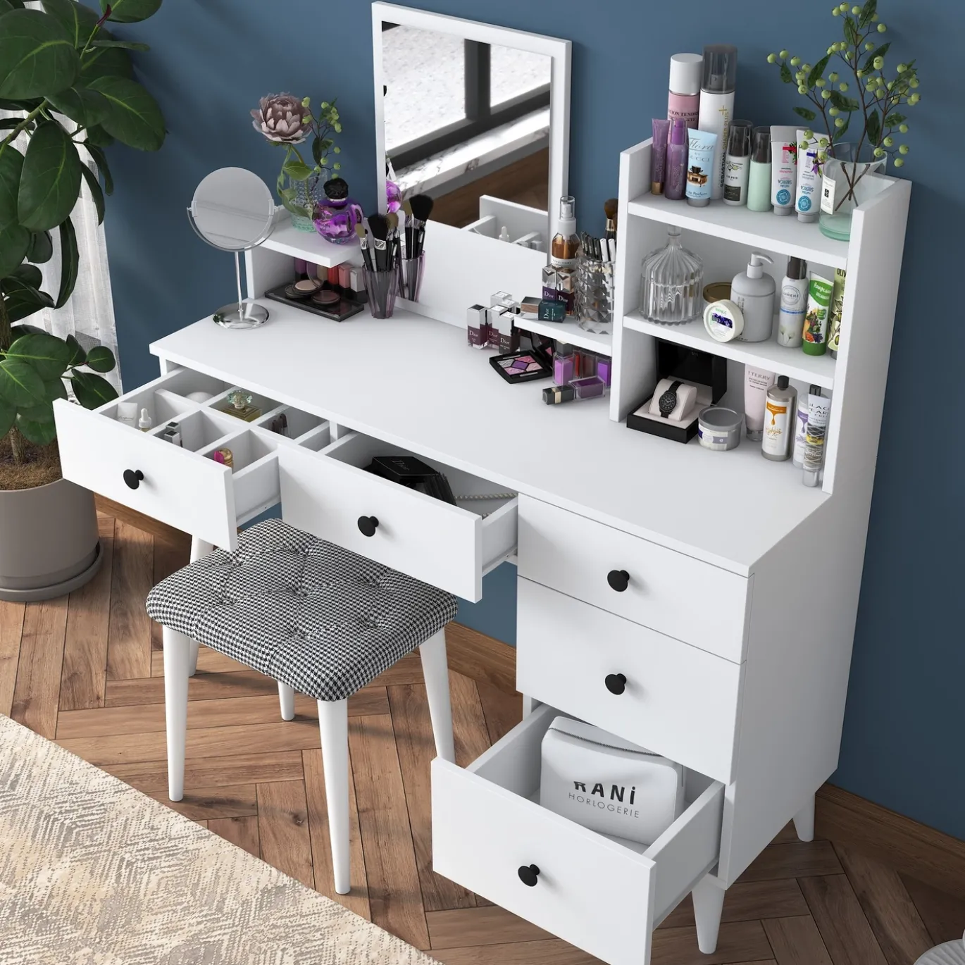 Kaptafel Bulun Wit Incl. Kruk