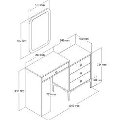 Kaptafel Lizbon Marmerlook Wit/Walnoot