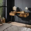 Kaptafel Wave 2 Lades Massief Mango Zandkleur - Giga Meubel