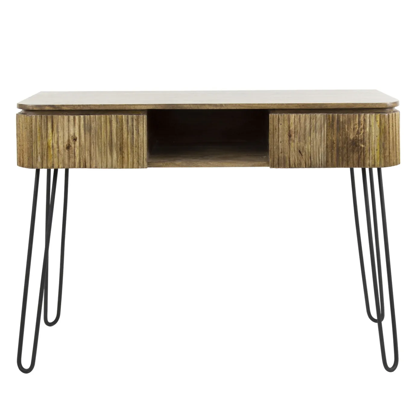 Kaptafel Wave 2 Lades Massief Mango Zandkleur - Giga Meubel