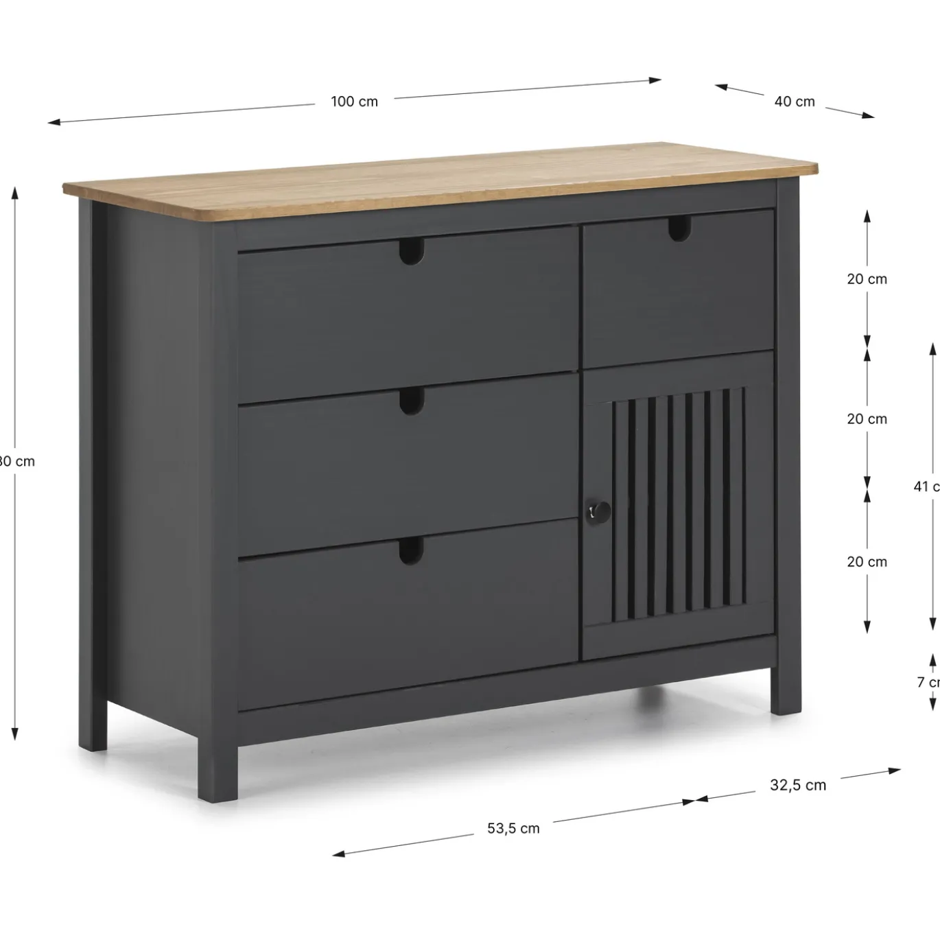 Kast Bruna 3L1dr1d Wax/grijs Antraciet - Giga Meubel
