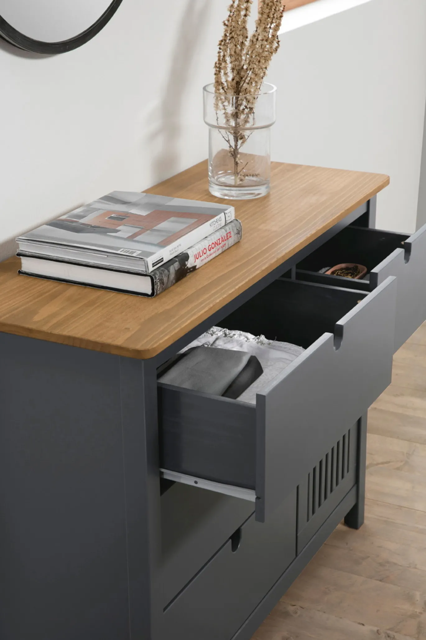 Kast Bruna 3L1dr1d Wax/grijs Antraciet - Giga Meubel