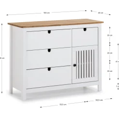Kast Bruna 3L1dr1d Wax/wit Wash - Giga Meubel