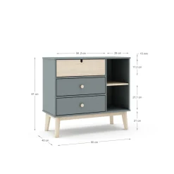 Kast Estefania 3L2v Khaki Groen/wit Wax - Giga Meubel