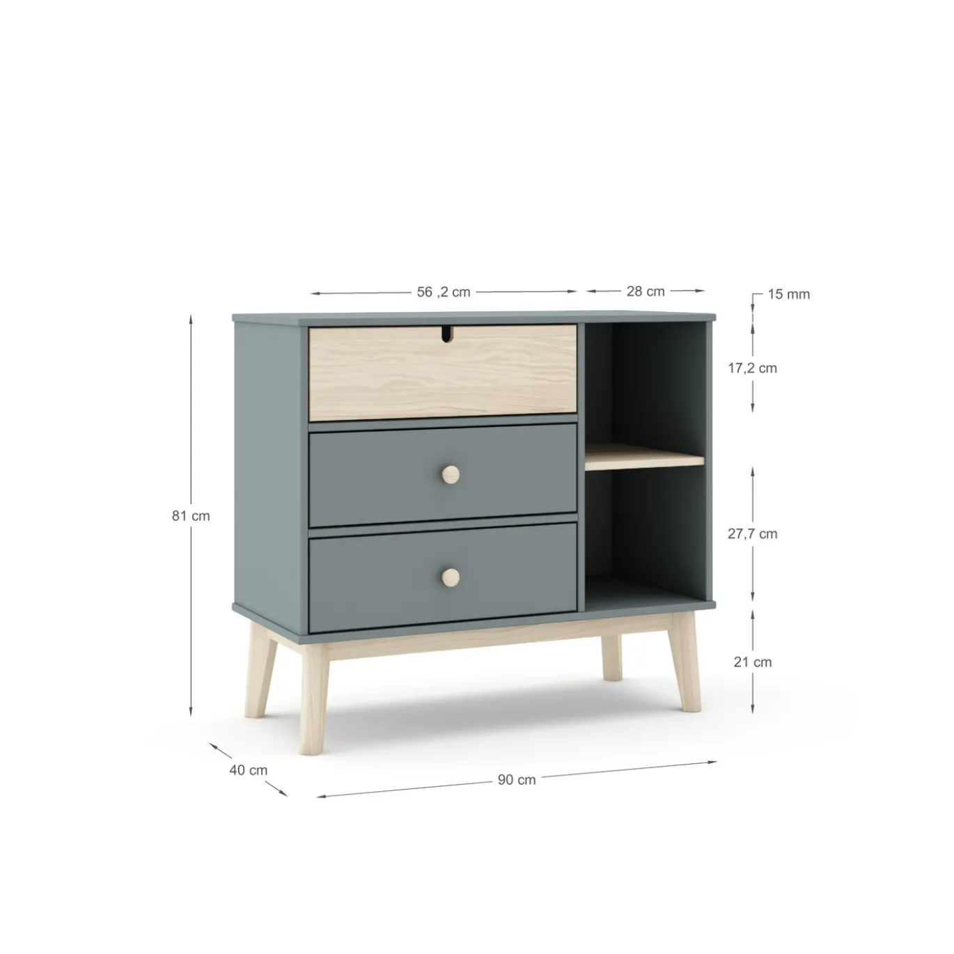 Kast Estefania 3L2v Khaki Groen/wit Wax - Giga Meubel