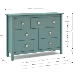 Kast Max 4+3L Petrol Groen - Giga Meubel