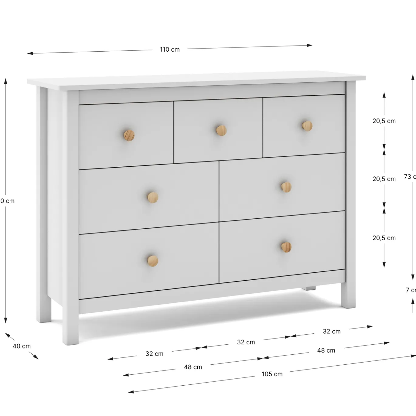 Kast Max 4+3L Wit - Giga Meubel