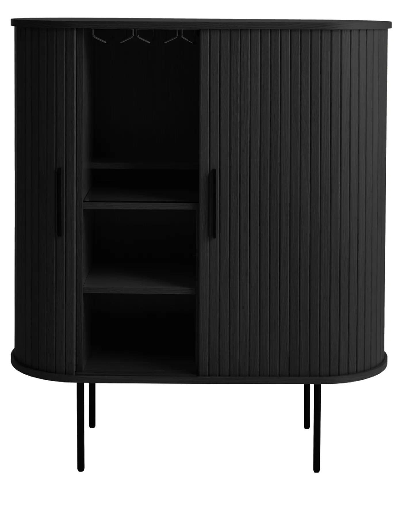 Kast Nola Zwart met Glazenrek - Giga Living