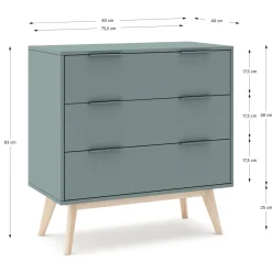 Kast Pisco 3L Khaki Groen/wit Wax - Giga Meubel