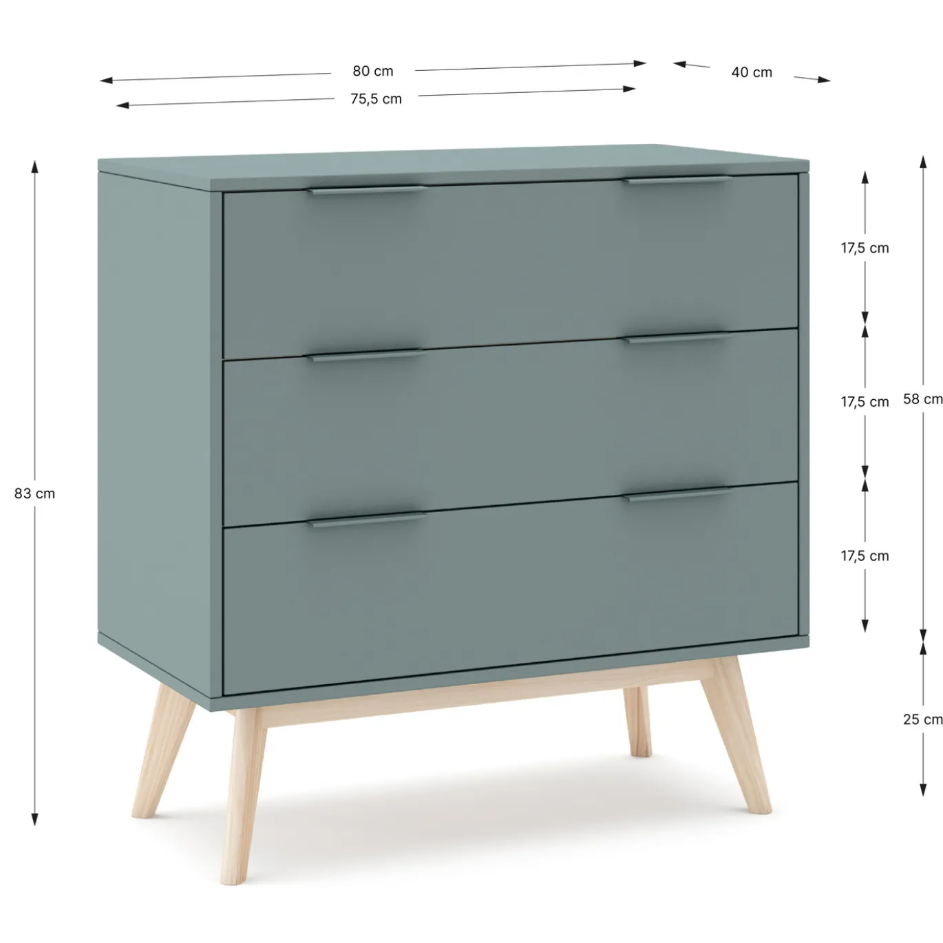 Kast Pisco 3L Khaki Groen/wit Wax - Giga Meubel