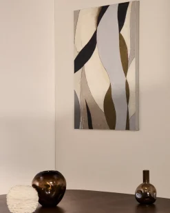 Kave Home Abstract Canvas Marvilo Grijs en Mosterdgeel 60x90cm
