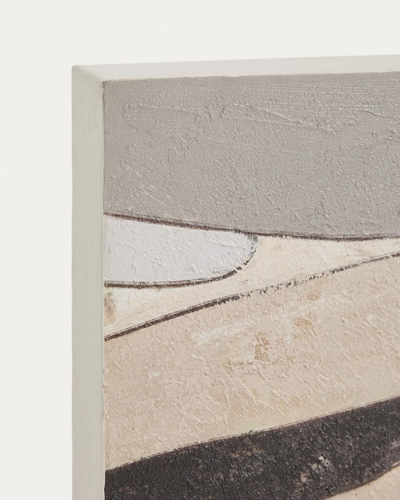 Kave Home Abstract Canvas Marvilo Grijs en Mosterdgeel 60x90cm