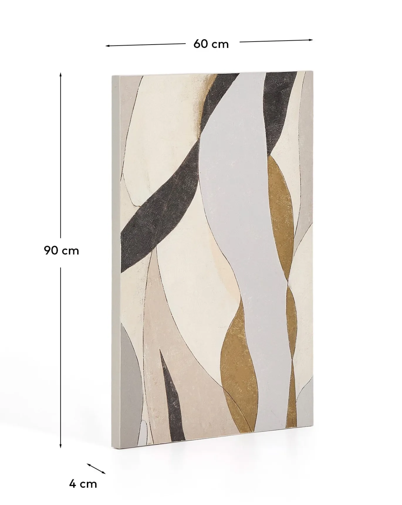 Kave Home Abstract Canvas Marvilo Grijs en Mosterdgeel 60x90cm