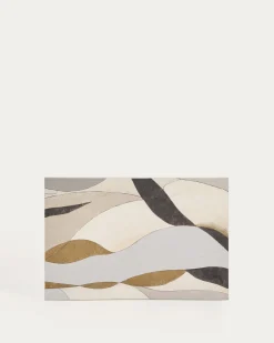 Kave Home Abstract Canvas Marvilo Grijs en Mosterdgeel 60x90cm