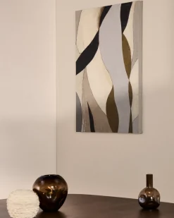 Kave Home Abstract Canvas Marvilo Grijs en Mosterdgeel 60x90cm