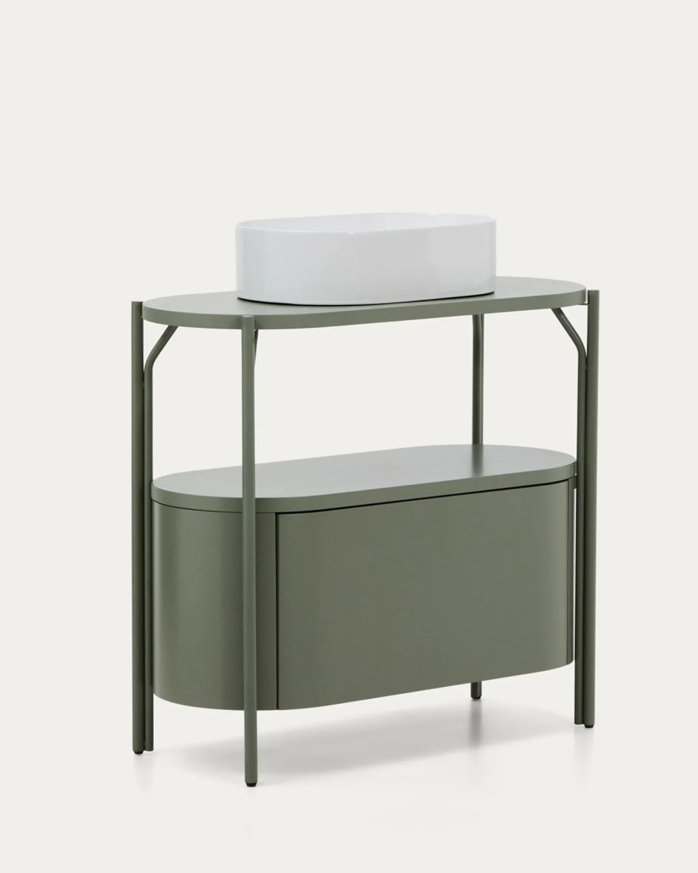 Kave Home Badkamermeubel Arely met Stalen Structuur Groen Gelakt MDF 90x40cm