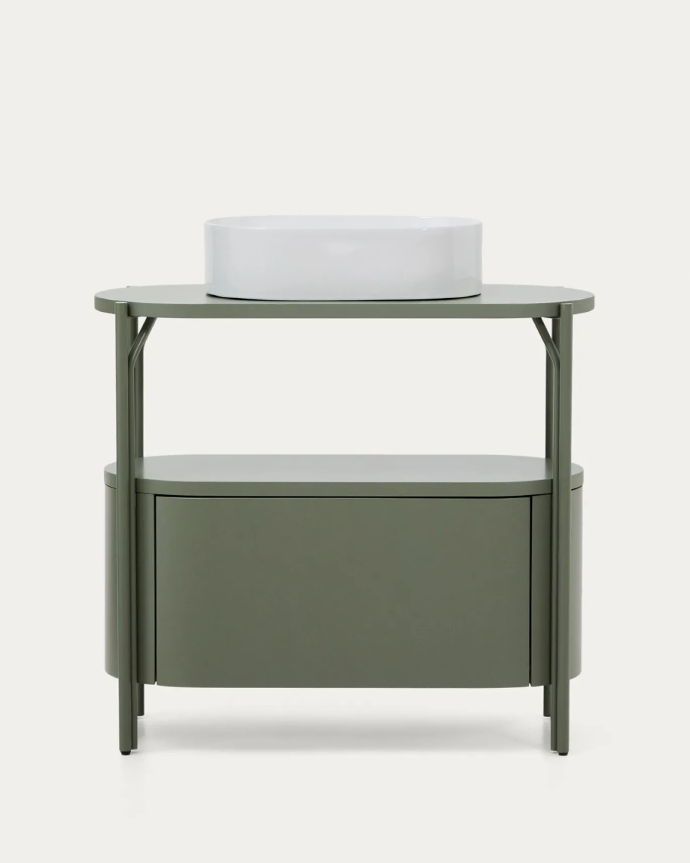 Kave Home Badkamermeubel Arely met Stalen Structuur Groen Gelakt MDF 90x40cm