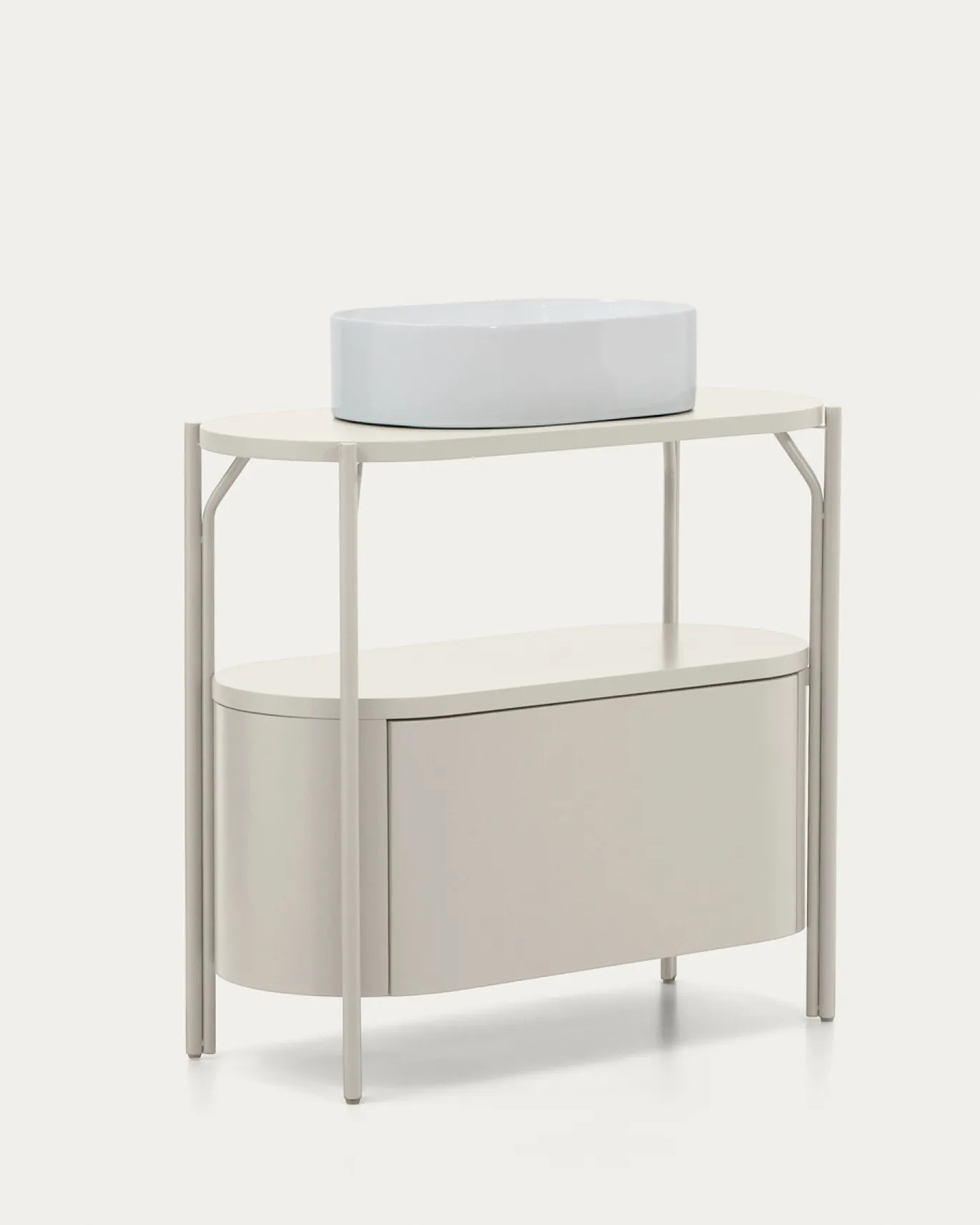 Kave Home Badkamermeubel Arely met Stalen Structuur Wit Gelakt MDF 90x40cm