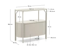 Kave Home Badkamermeubel Arely met Stalen Structuur Wit Gelakt MDF 90x40cm