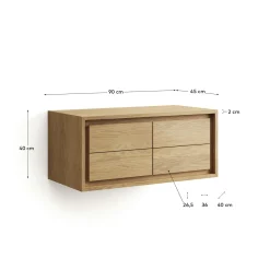 Kave Home Badkamermeubel Kenta Massief Teakhout Naturel 90x45cm