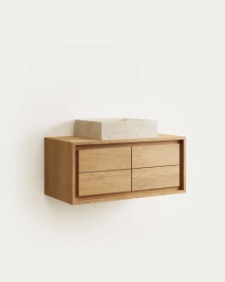 Kave Home Badkamermeubel Kenta Massief Teakhout Naturel 90x45cm