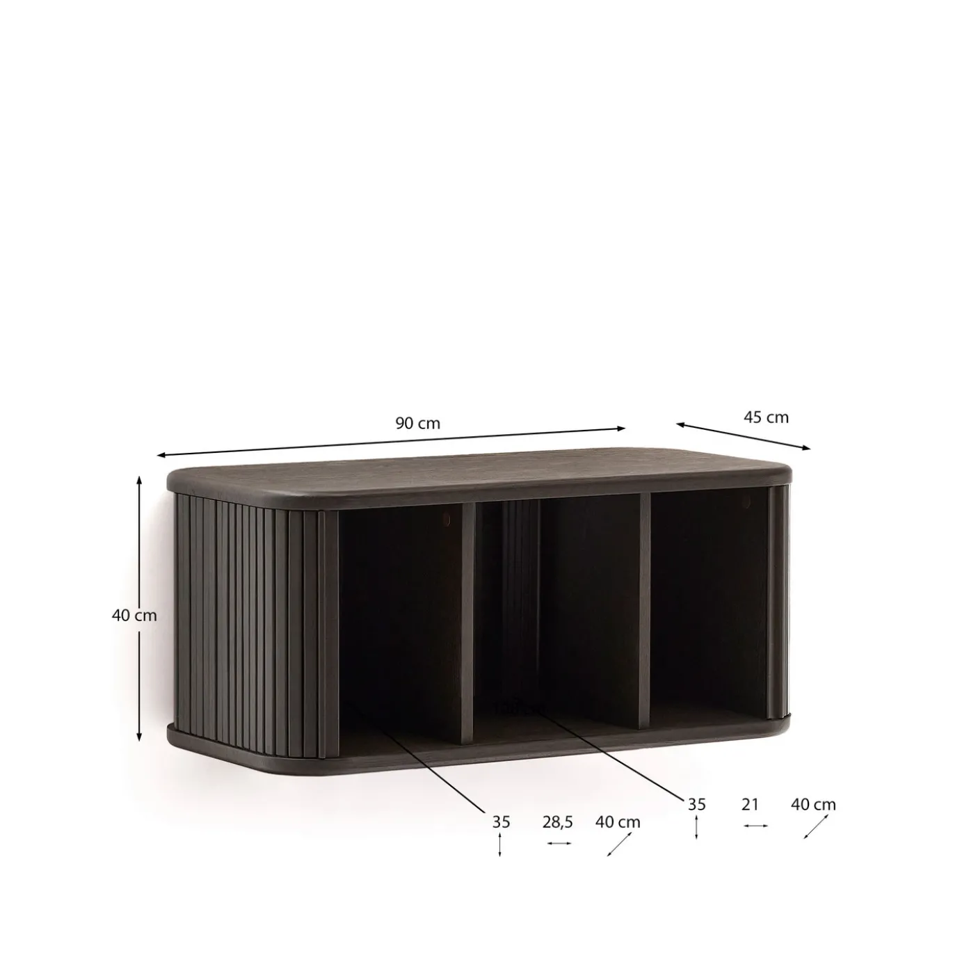 Kave Home Badkamermeubel Mailen Essenfineer Donkerbruin 90x45cm