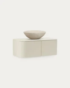 Kave Home Badkamermeubel Salaya Essenfineer Beige Gelakte 90x45cm