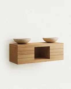 Kave Home Badkamermeubel Yenit Massief Teakhout Natuurlijk 120x45cm