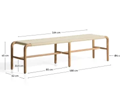 Kave Home Bank Alipa Massief Acaciahout Beige Touw 200cm