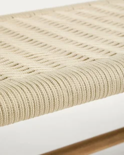 Kave Home Bank Alipa Massief Acaciahout Beige Touw 200cm