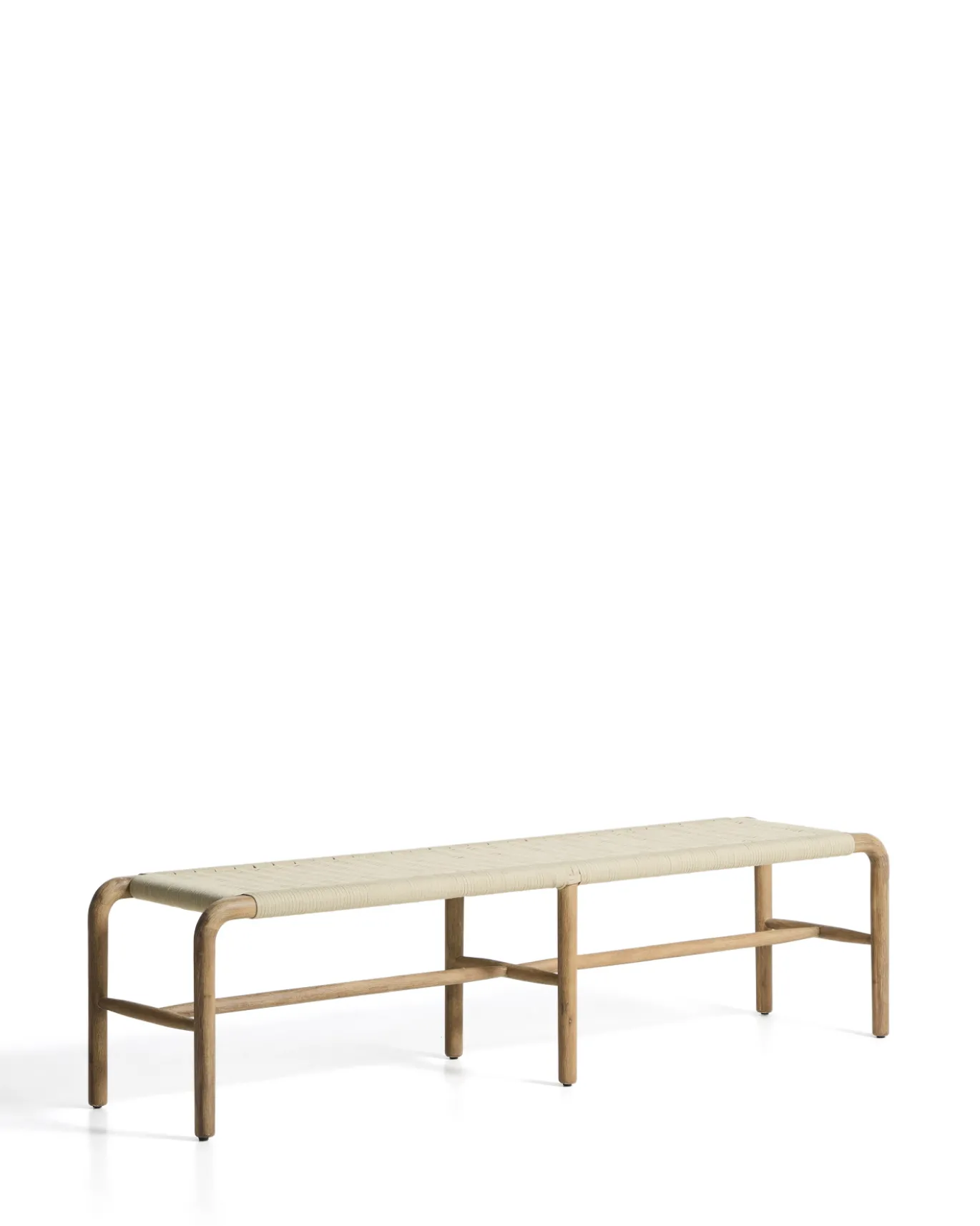 Kave Home Bank Alipa Massief Acaciahout Beige Touw 200cm