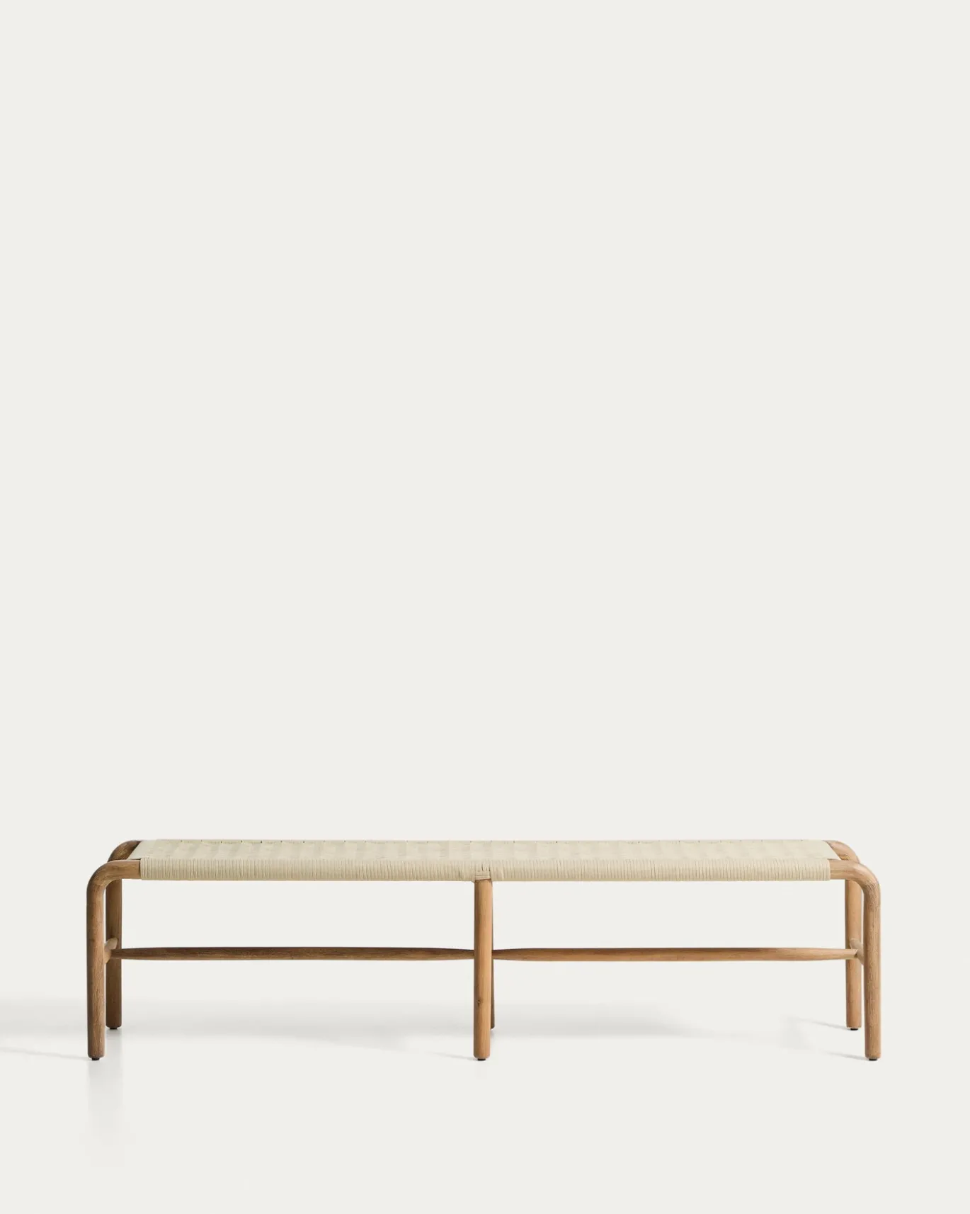 Kave Home Bank Alipa Massief Acaciahout Beige Touw 200cm