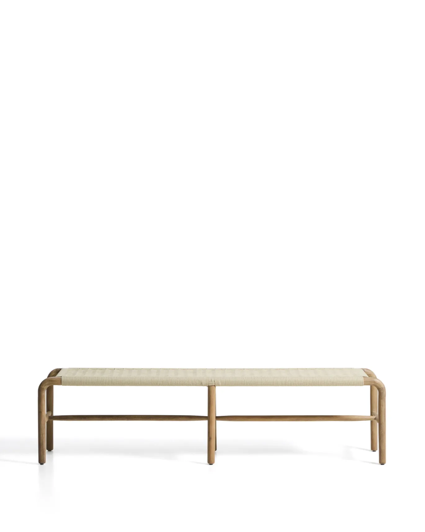 Kave Home Bank Alipa Massief Acaciahout Beige Touw 200cm