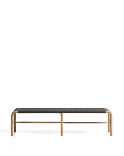 Kave Home Bank Alipa Massief Acaciahout Grafiet Touw 200cm