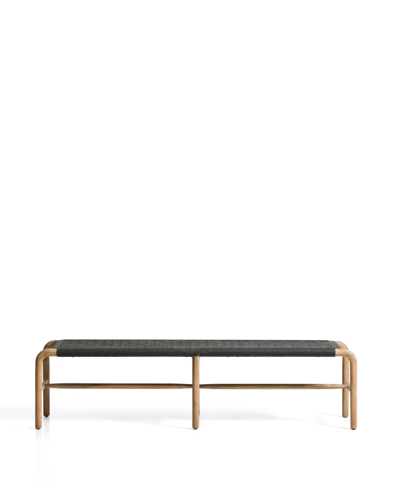 Kave Home Bank Alipa Massief Acaciahout Grafiet Touw 200cm