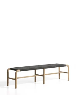 Kave Home Bank Alipa Massief Acaciahout Grafiet Touw 200cm
