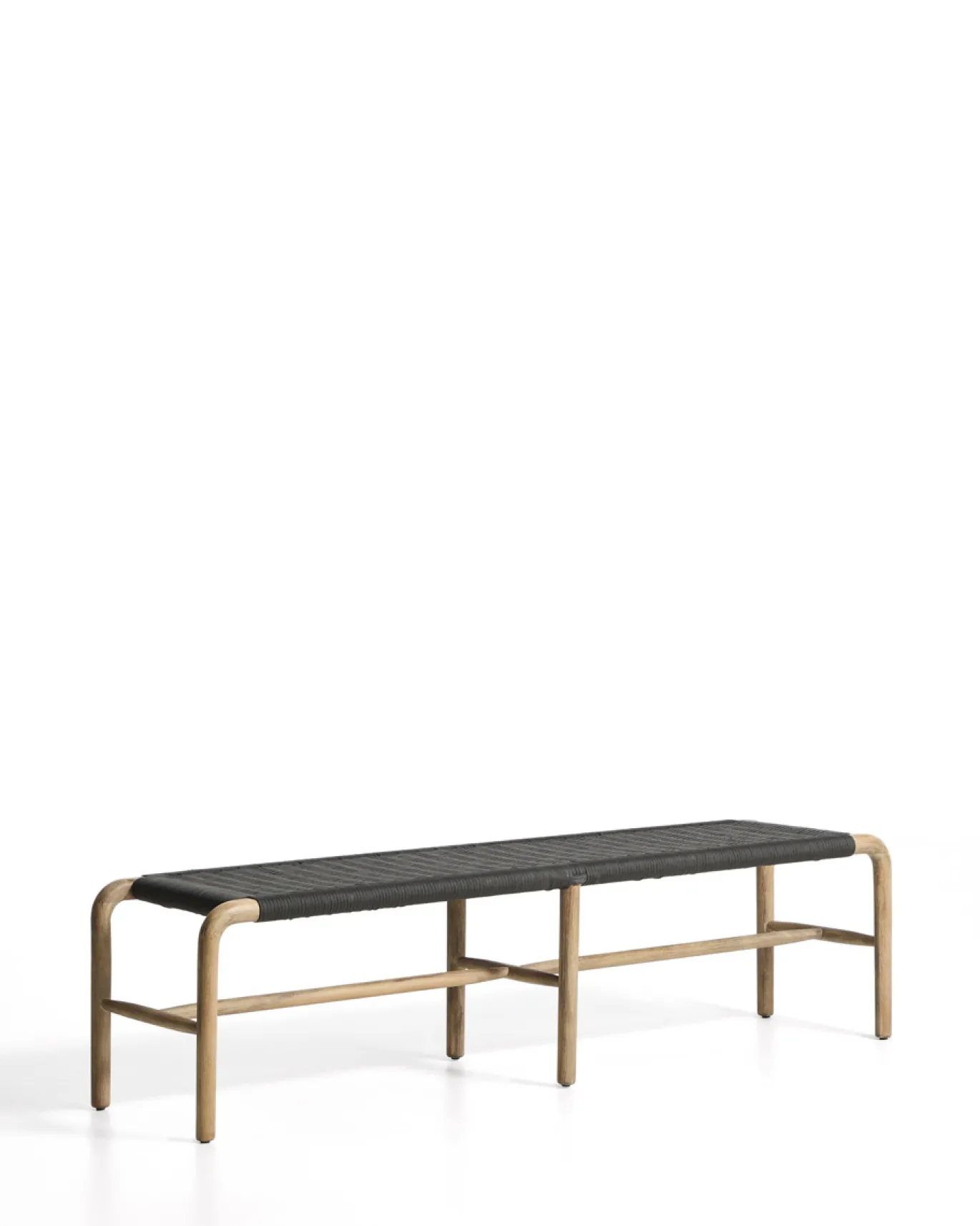 Kave Home Bank Alipa Massief Acaciahout Grafiet Touw 200cm