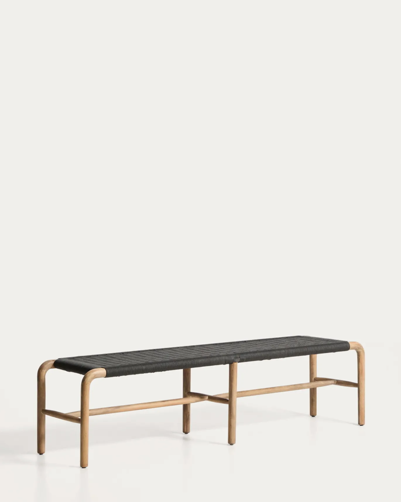 Kave Home Bank Alipa Massief Acaciahout Grafiet Touw 200cm